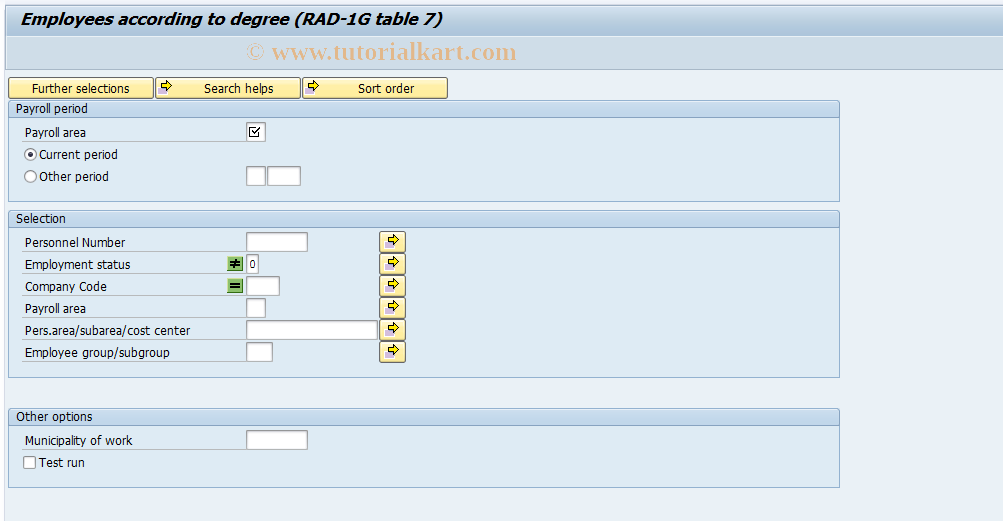 SAP TCode PC00_M58_CR1G7 - RAD 1G Table 7