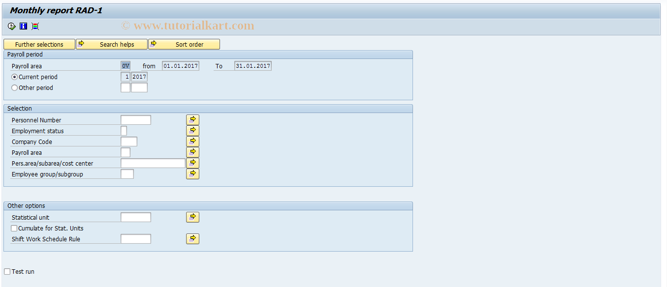 SAP TCode PC00_M58_CRADM - Statistical report RAD 1M - monthly