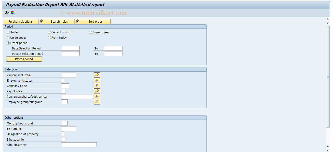 SAP TCode PC00_M58_CSPL1 - Payroll Evaluation Report SPL Statis
