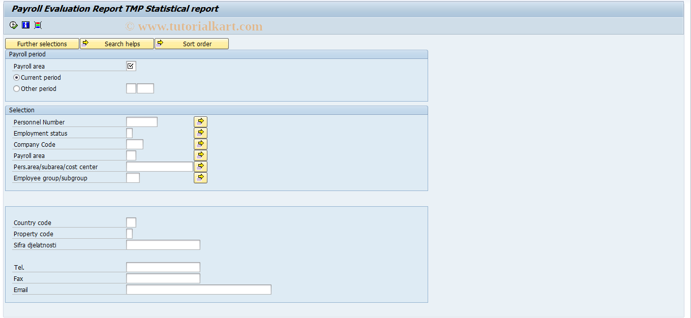 SAP TCode PC00_M58_CTMP1 - Payroll Evaluation Report TMP Statis