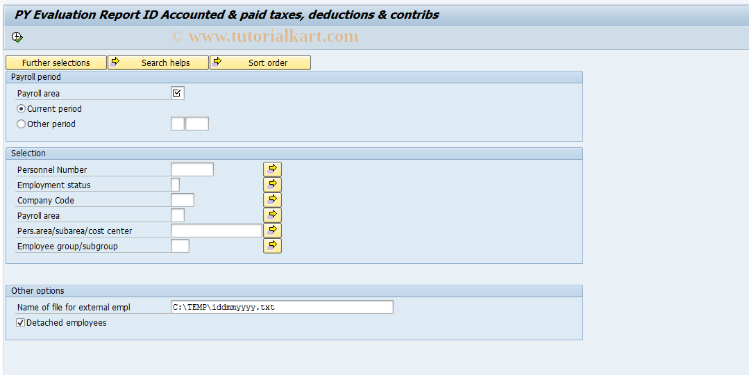 SAP TCode PC00_M58_CXID0 - PY Evaluation Report ID Accounted &