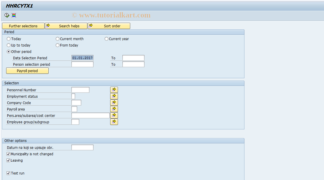 SAP TCode PC00_M58_CYTX1 - End-year tax calculation