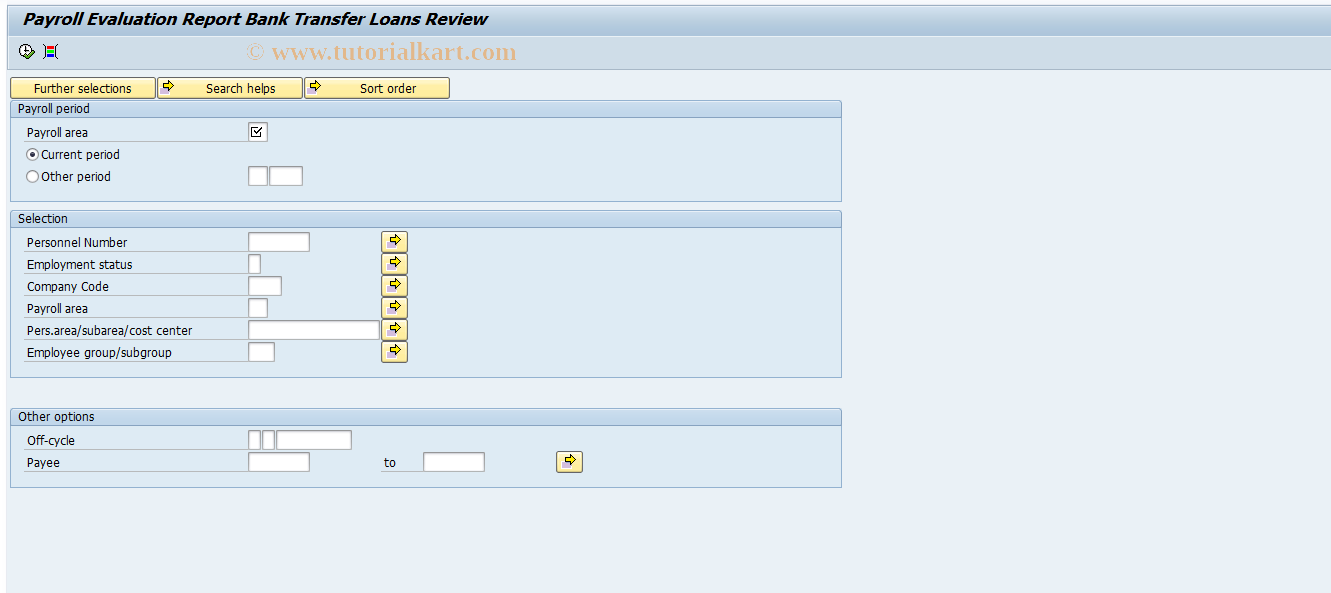 SAP TCode PC00_M58_R2BTS - Payroll Evaluation Report Bank Trans