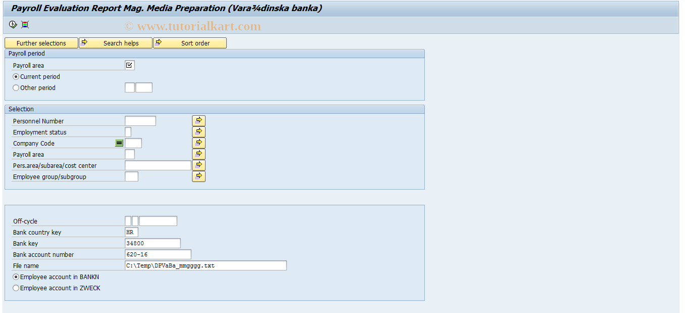 SAP TCode PC00_M58_RDVAR - Payroll Evaluation Report Mag. Media