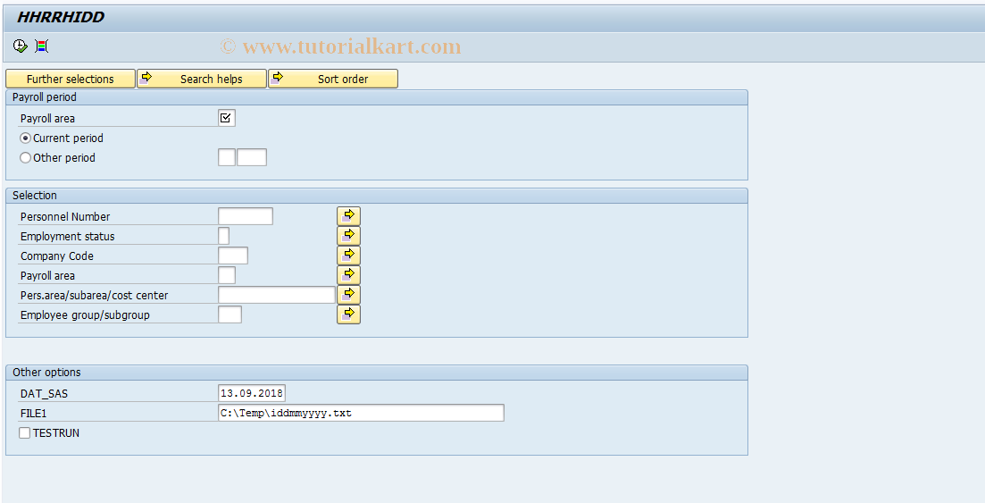 SAP TCode PC00_M58_RHIDD - PY Evaluation Report ID Accounted &