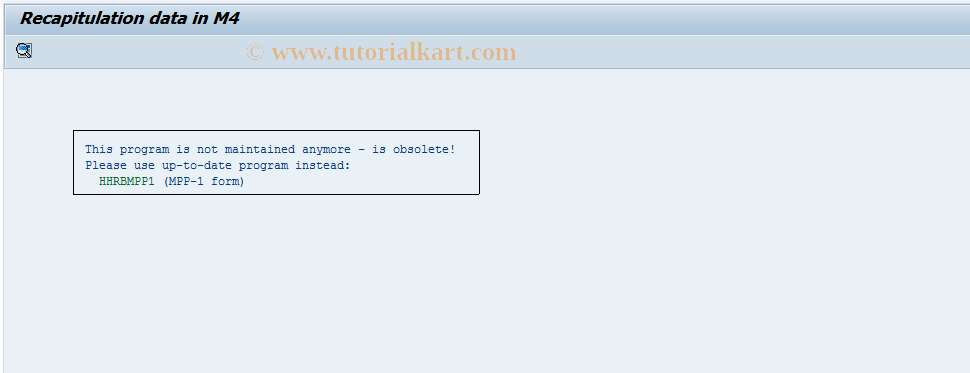 SAP TCode PC00_M58_RM4RK - Recapitulation data in M4