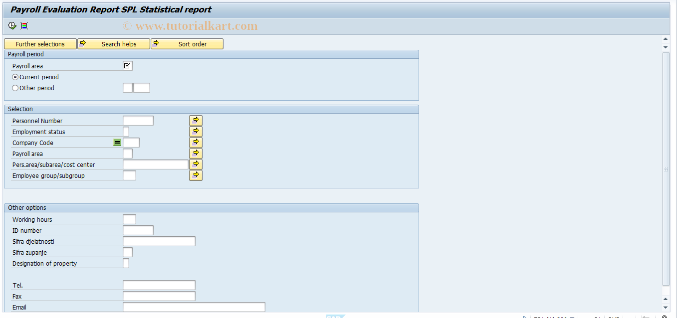 SAP TCode PC00_M58_RNSPL - Payroll Evaluation Report SPL Statis