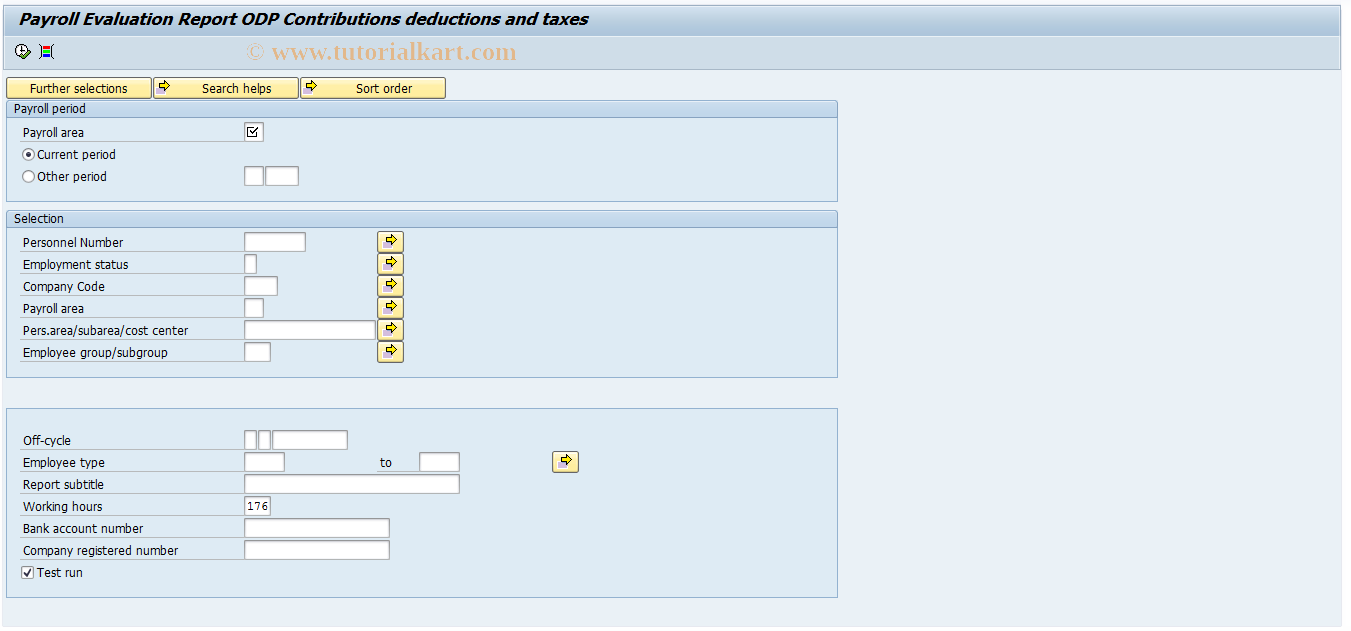 SAP TCode PC00_M58_RODP2 - Payroll Evaluation Report ODP Contri