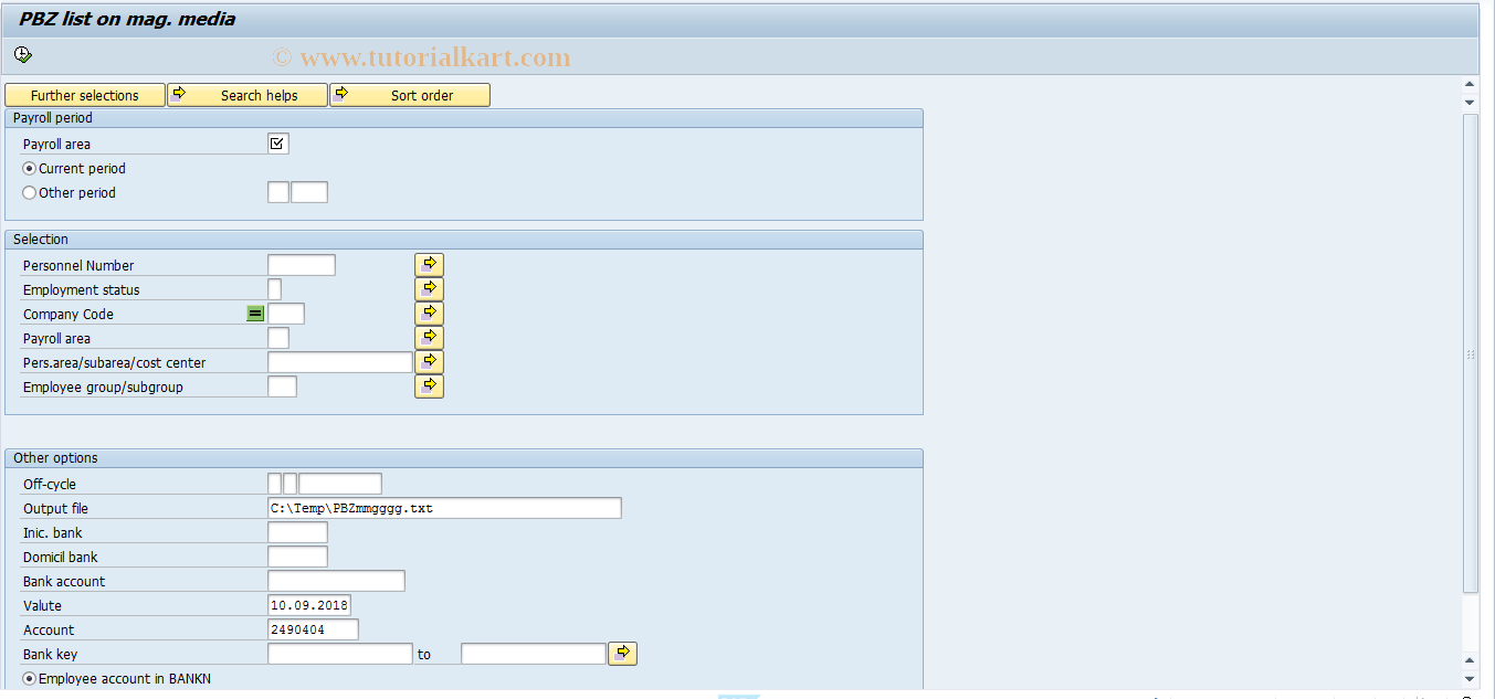 SAP TCode PC00_M58_RPBZM - Payroll on mag. media for PBZ