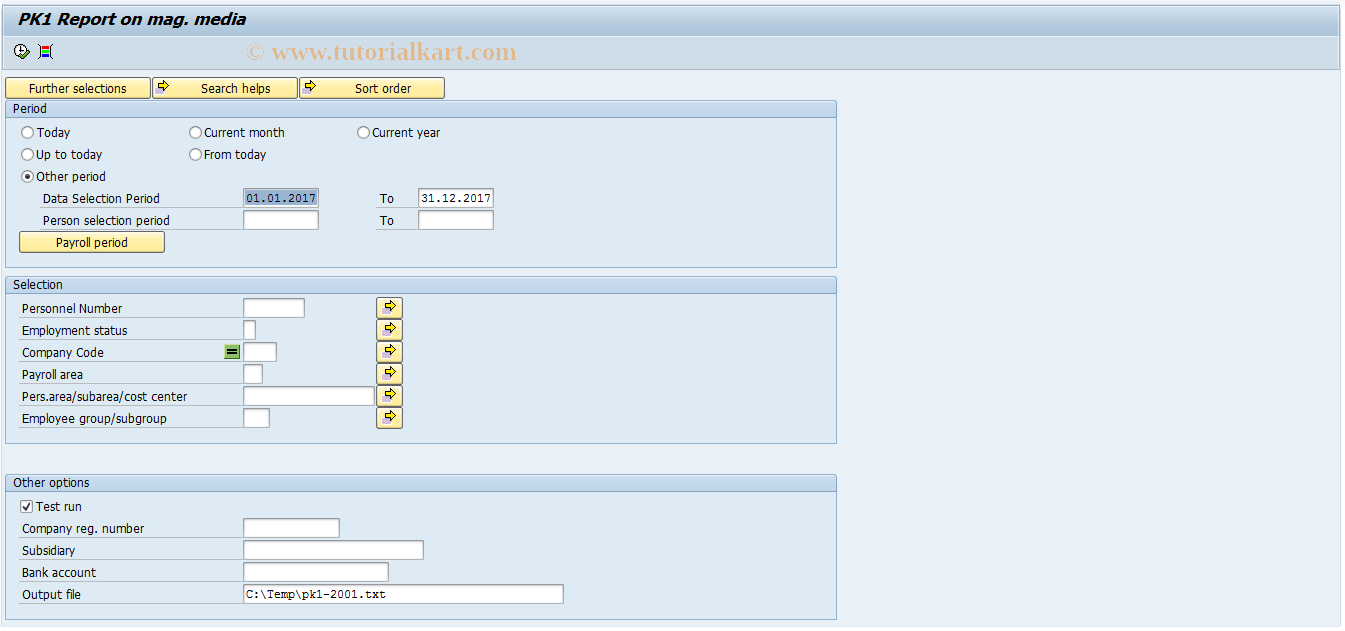 SAP TCode PC00_M58_RPK1M - PK1 Report on mag. media