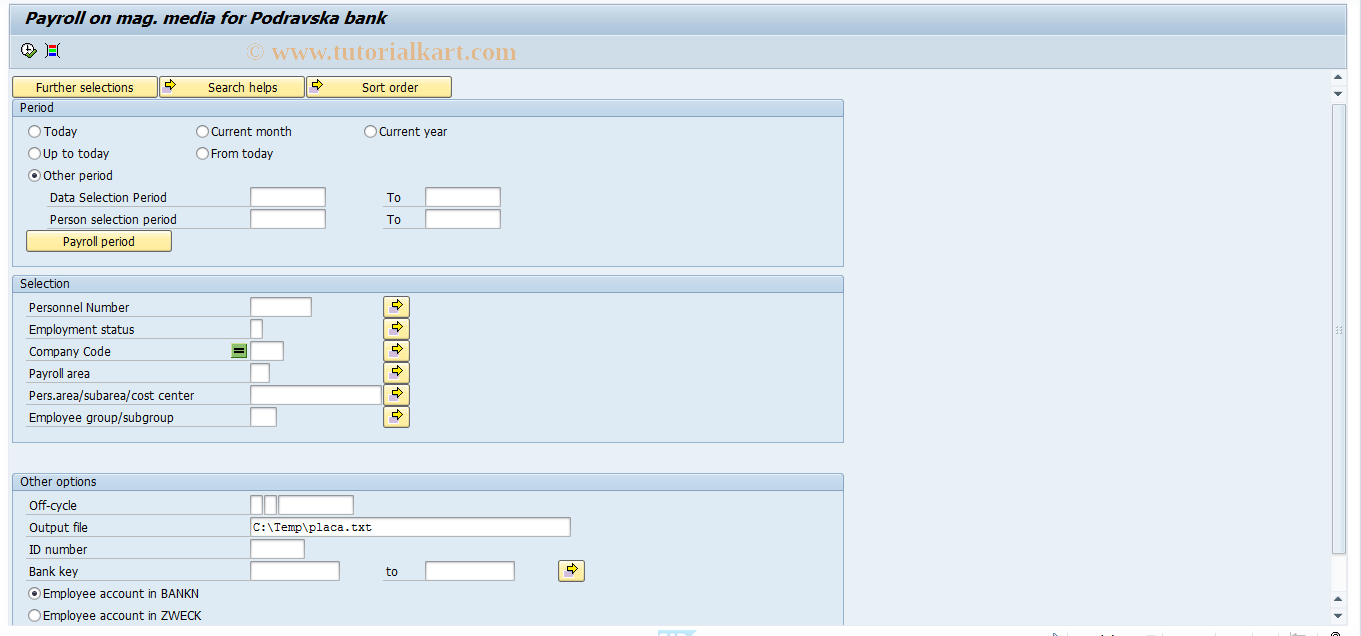 SAP TCode PC00_M58_RPODM - Payroll Evaluation Report Mag. Media