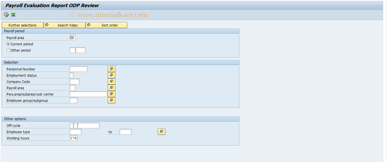 SAP TCode PC00_M58_RRODP - Payroll Evaluation Report ODP Review