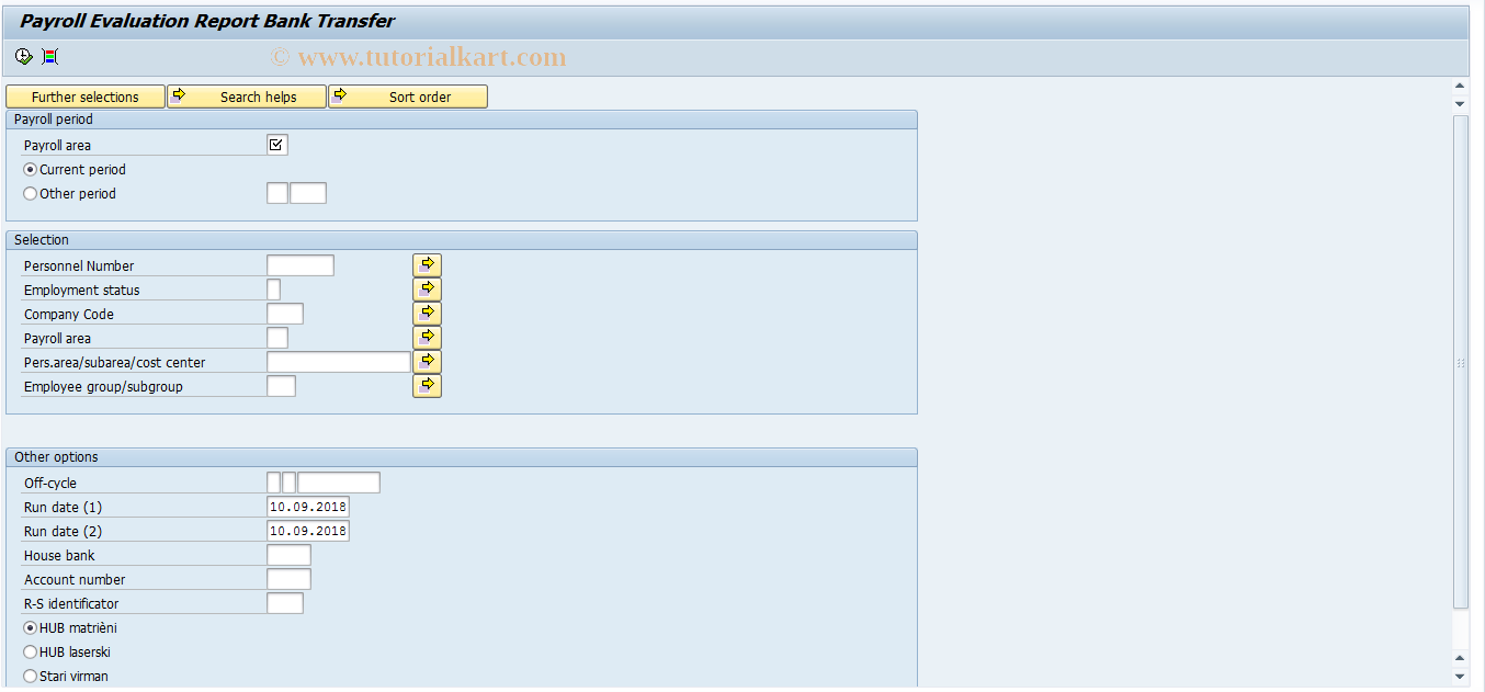 SAP TCode PC00_M58_RXBTX - Payroll Evaluation Report Bank Trans