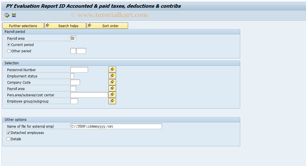 SAP TCode PC00_M58_RXID0 - PY Evaluation Report ID Accounted &