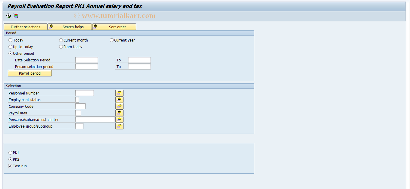 SAP TCode PC00_M58_RXPK2 - Payroll Evaluation Report PK2 Annual