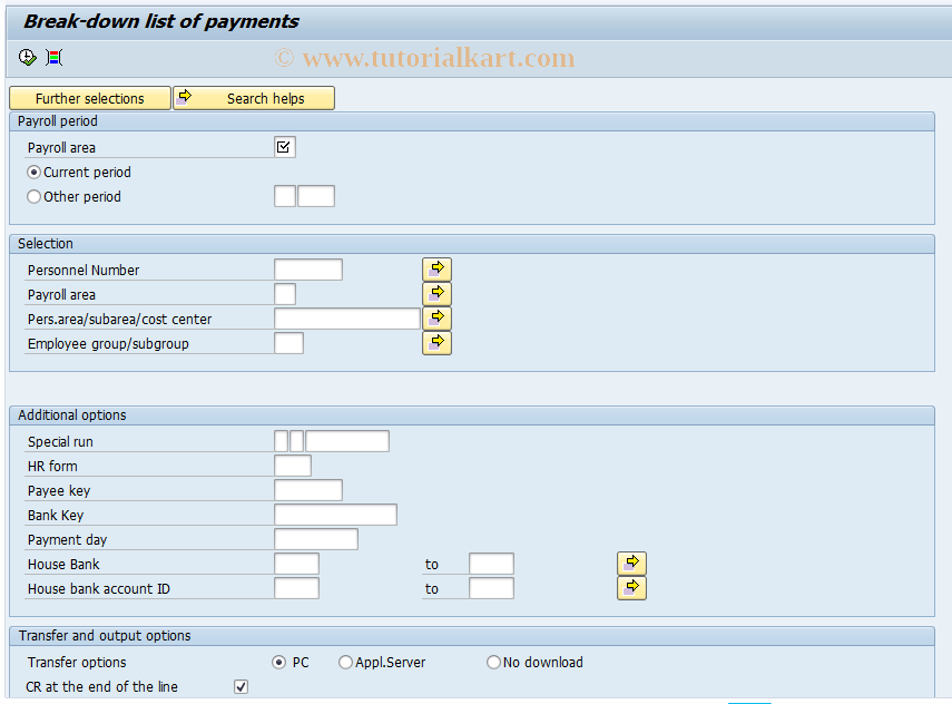 SAP TCode PC00_M61_CBT20 - Break down list of payments