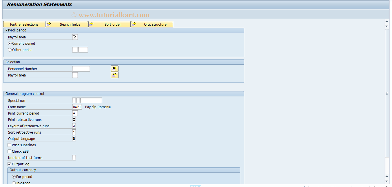 SAP TCode PC00_M61_CEDT - Remuneration statement Romania