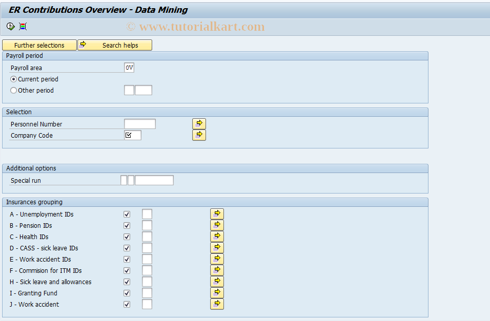 SAP TCode PC00_M61_CERC0 - ER Contributions Overview - Data Min
