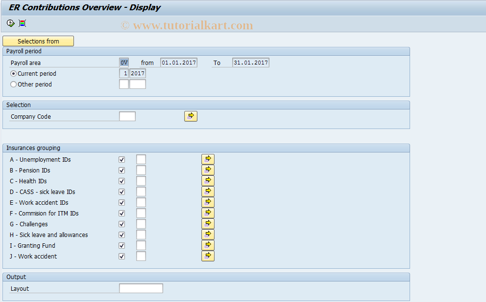 SAP TCode PC00_M61_CERD0 - ER Contributions Overview - Display