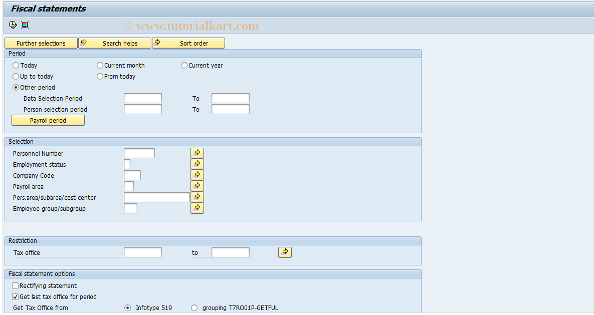 SAP TCode PC00_M61_CFIS0 - Fiscal statements