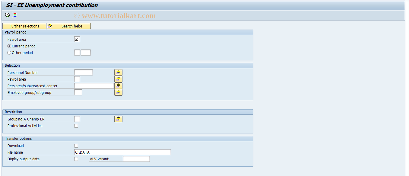 SAP TCode PC00_M61_CSI10 - SI - EE Unemployment contribution