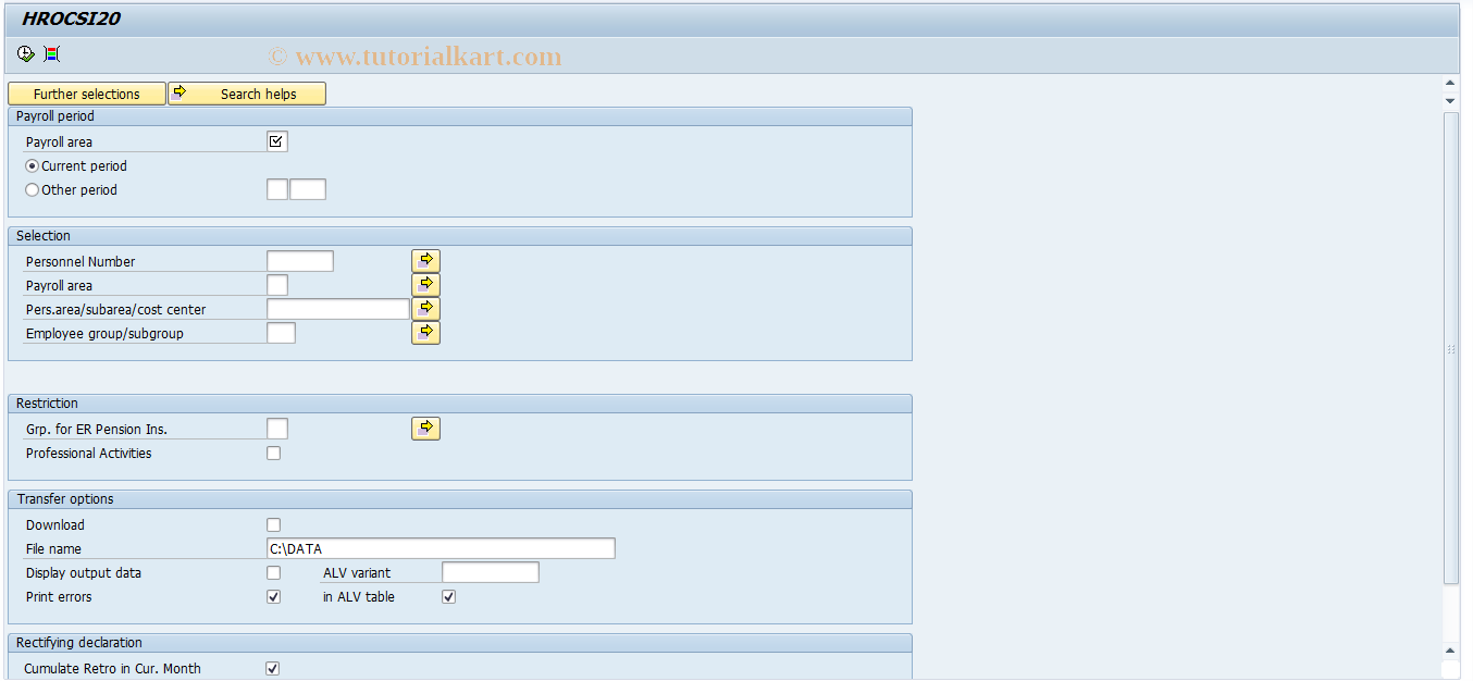 SAP TCode PC00_M61_CSI20 - SI - EE Pension contribution