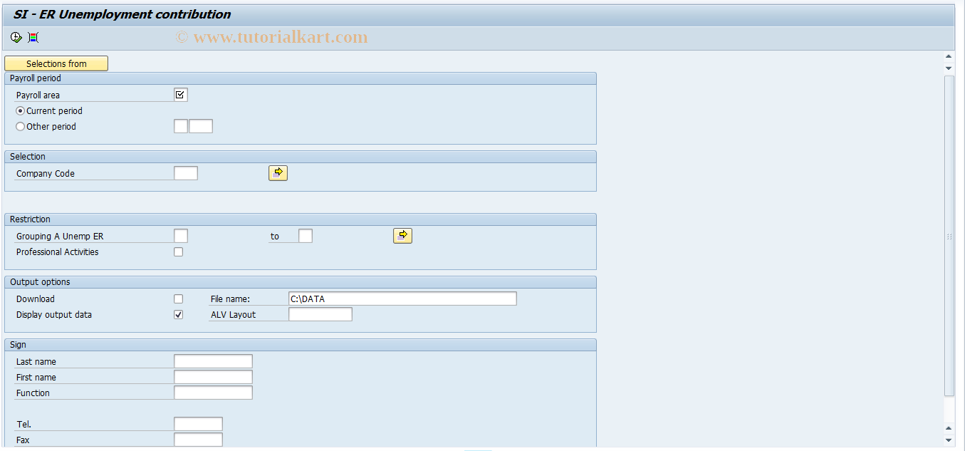 SAP TCode PC00_M61_CSIA0 - SI - ER Unemployment contribution