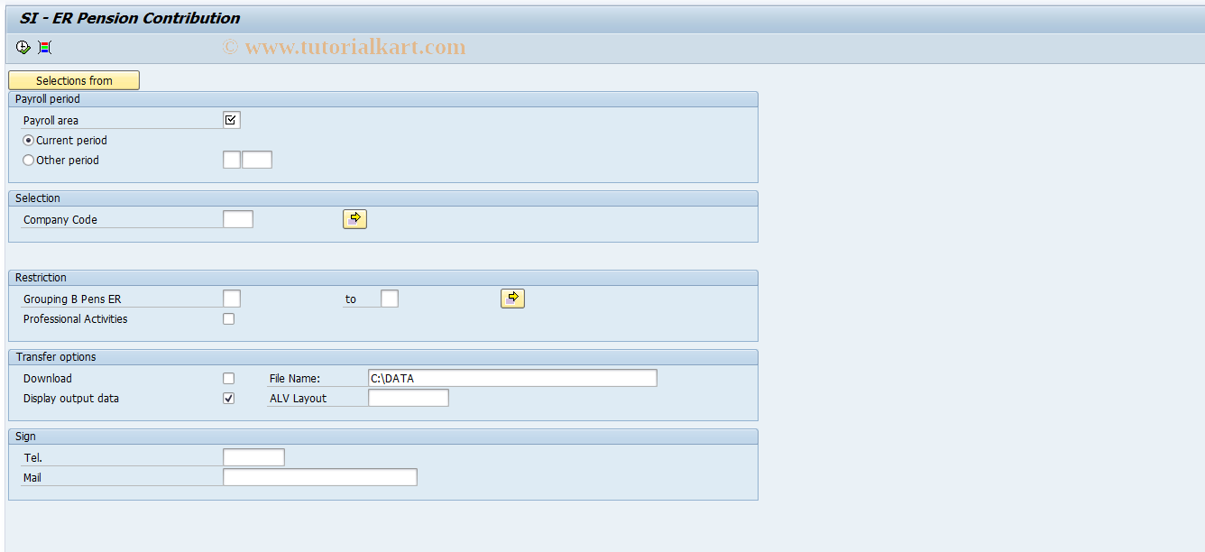 SAP TCode PC00_M61_CSIB0 - SI - ER Pension Contribution