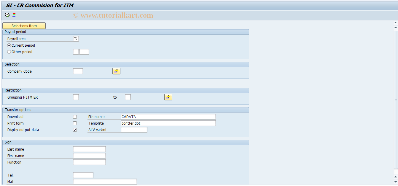 SAP TCode PC00_M61_CSIF0 - SI - ER Commision for ITM