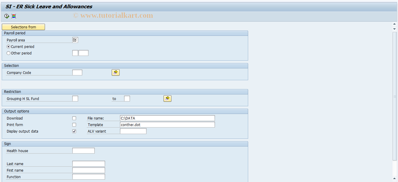 SAP TCode PC00_M61_CSIH0 - SI - ER Sick Leave and Allowances