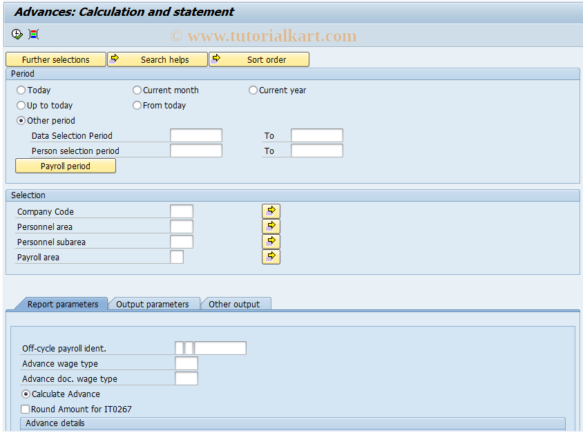 SAP TCode PC00_M61_IADVA - Advances