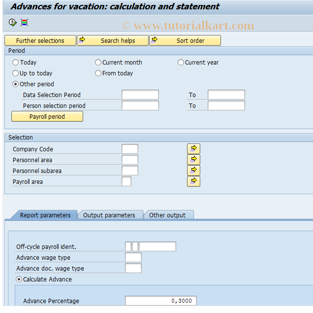 SAP TCode PC00_M61_IADVV - Advances for vacation