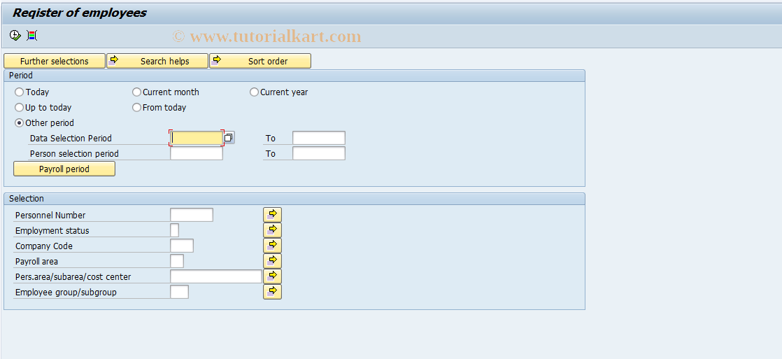 SAP TCode PC00_M61_LREG0 - Reqister of employees