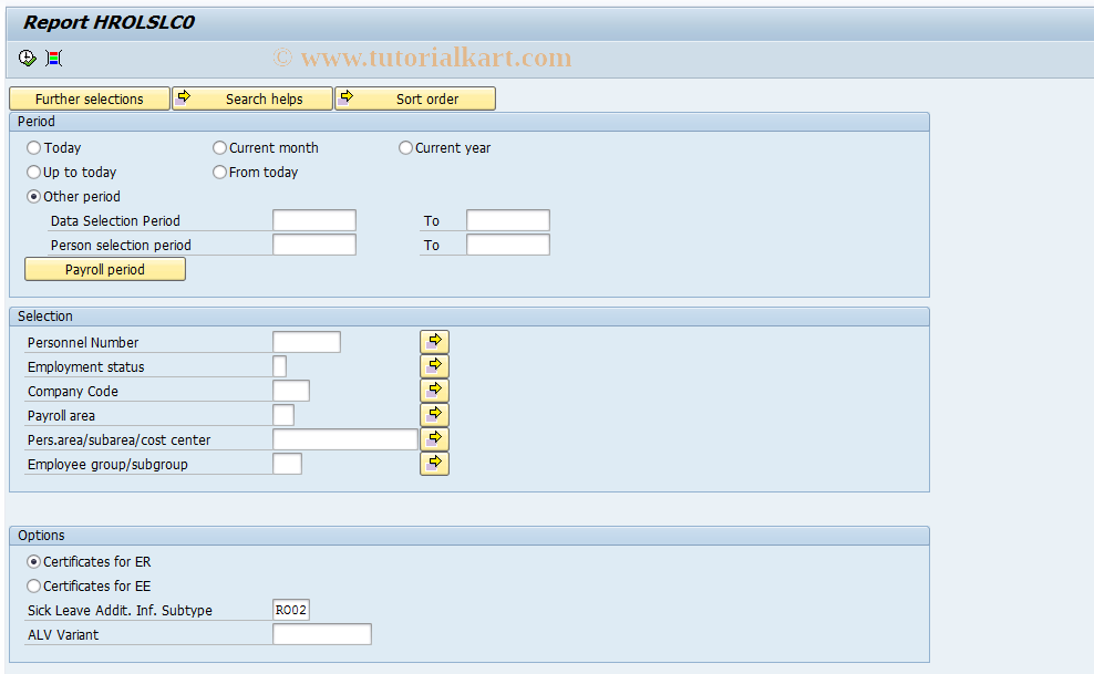 SAP TCode PC00_M61_LSLC0 - ER/EE Sick leave certificates