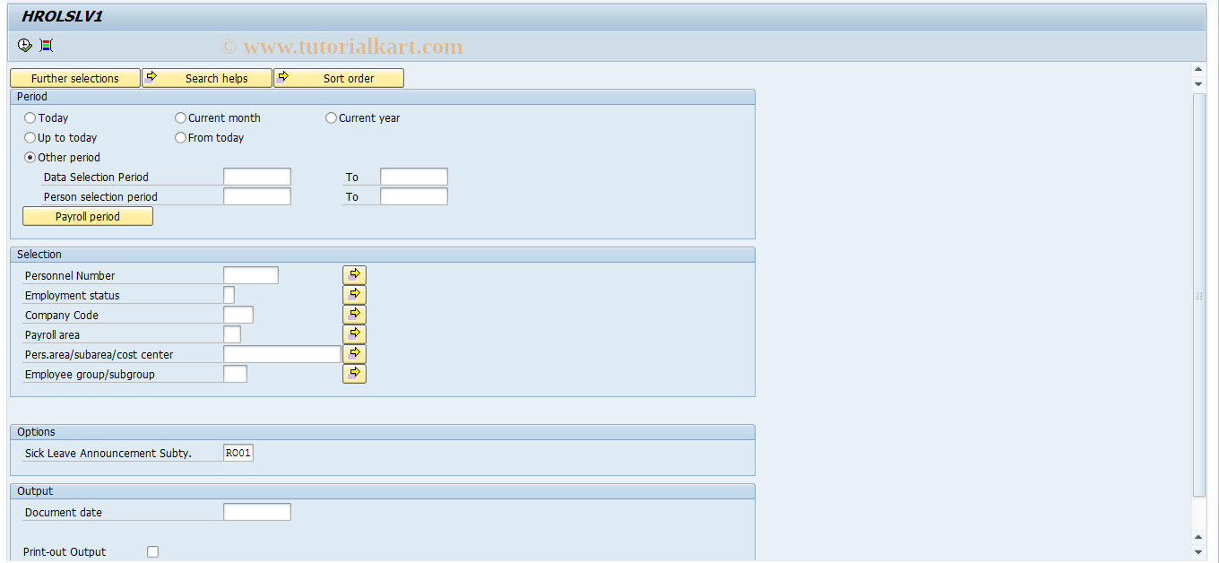 SAP TCode PC00_M61_LSLV1 - Sick Leave Annoucement