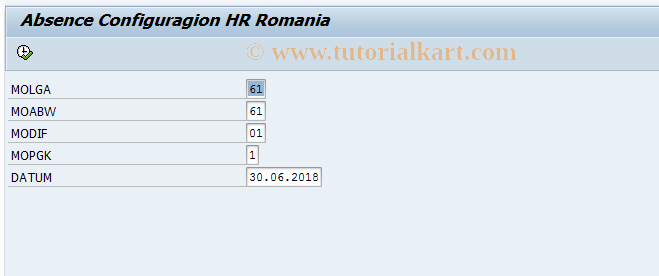 SAP TCode PC00_M61_UABS0 - Configuration of absences