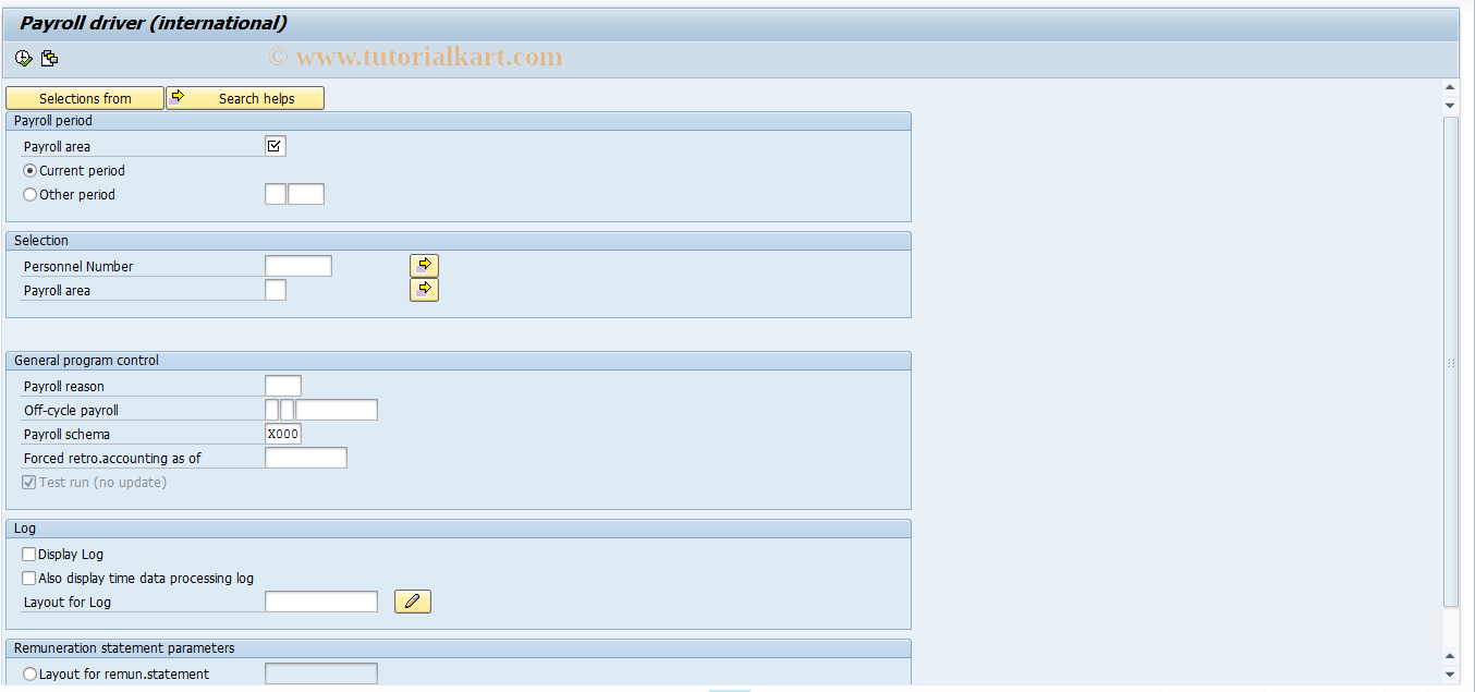 SAP TCode PC00_M99_CALC_SIMU - International Simulation Payroll