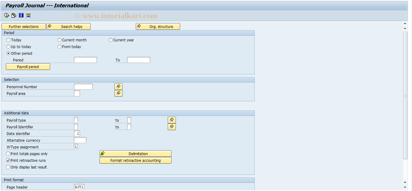 SAP TCode PC00_M99_CLJN - Payroll journal International