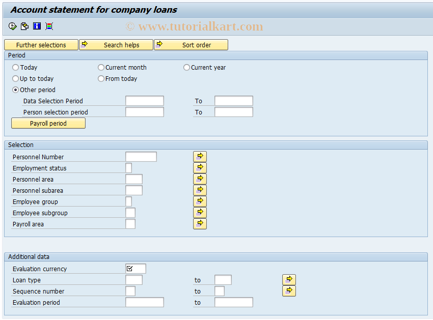 SAP TCode PC00_M99_CLOF - Account Statement for Company Loans