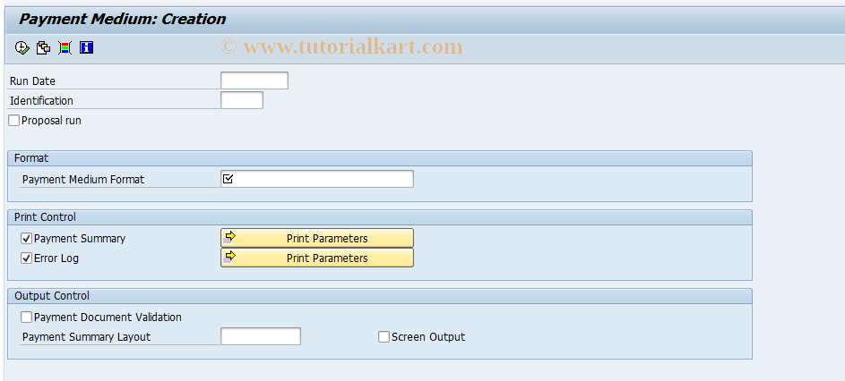 SAP TCode PC00_M99_FPAYM - Create Payment Medium
