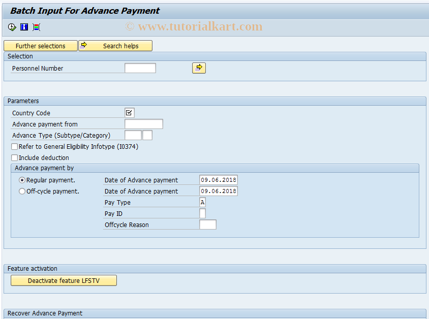 SAP TCode PC00_M99_RPIADVL0 - Advance Payment-Generation Internat.