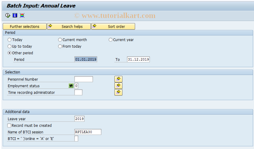 SAP TCode PC00_M99_TLEA30 - Annual leave update International