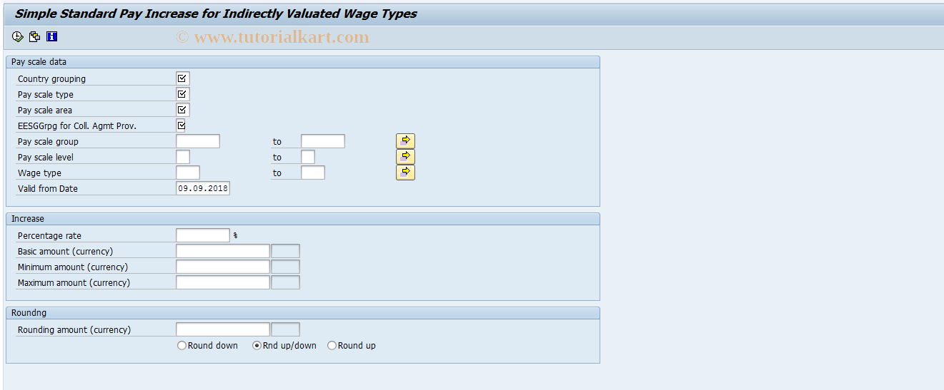 SAP TCode PC00_M99_U510 - Pay scale increase International