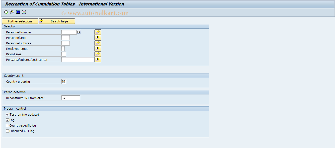 SAP TCode PC00_M99_UCRT - Restructure Cumulation Tables