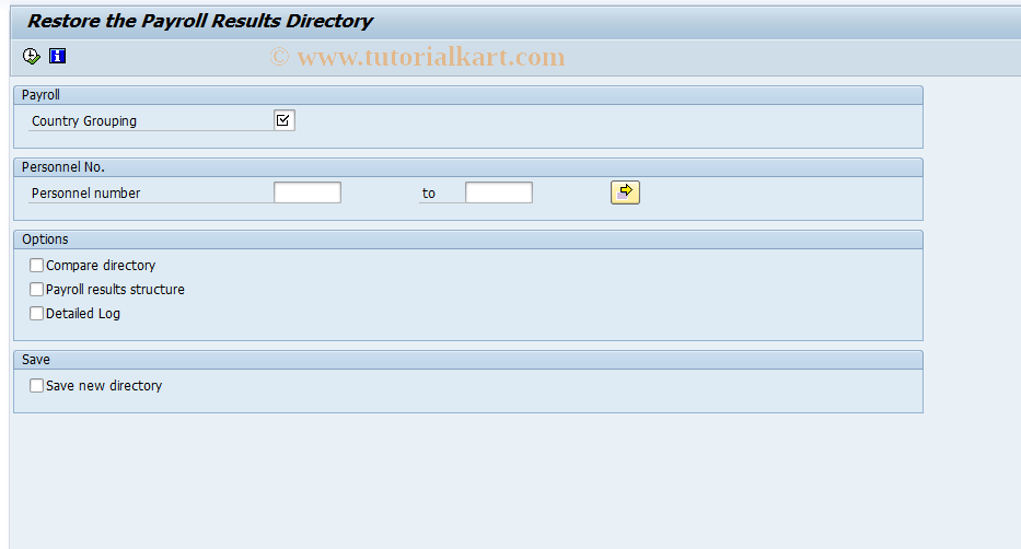 SAP TCode PC00_M99_UDIR - Restructure Payroll Directory