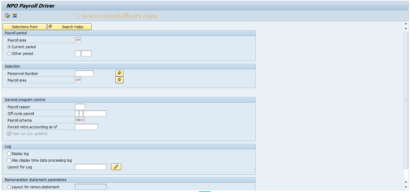 SAP TCode PC00_MUN_CALC_SIMU - NPO Simulation Payroll