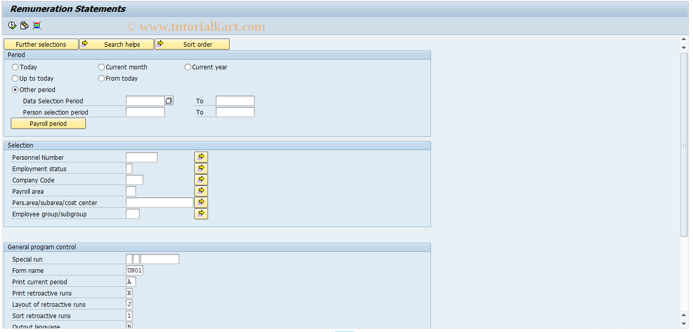 SAP TCode PC00_MUN_CEDT - Remuneration statement NPO