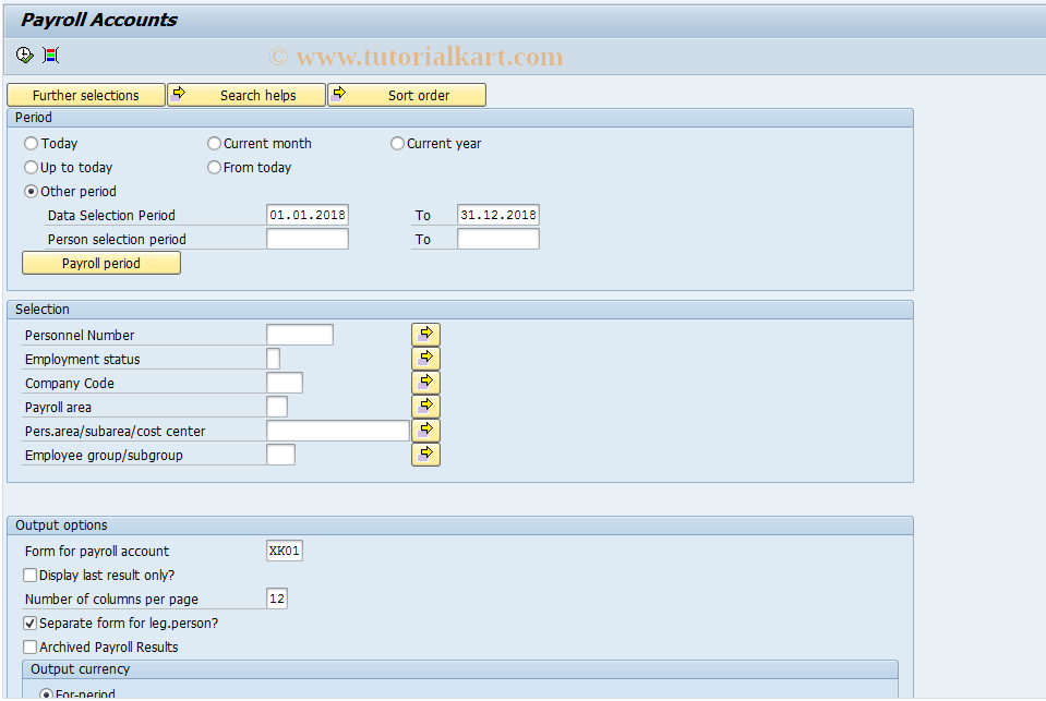 SAP TCode PC00_MUN_CKTO - Display Payroll Account