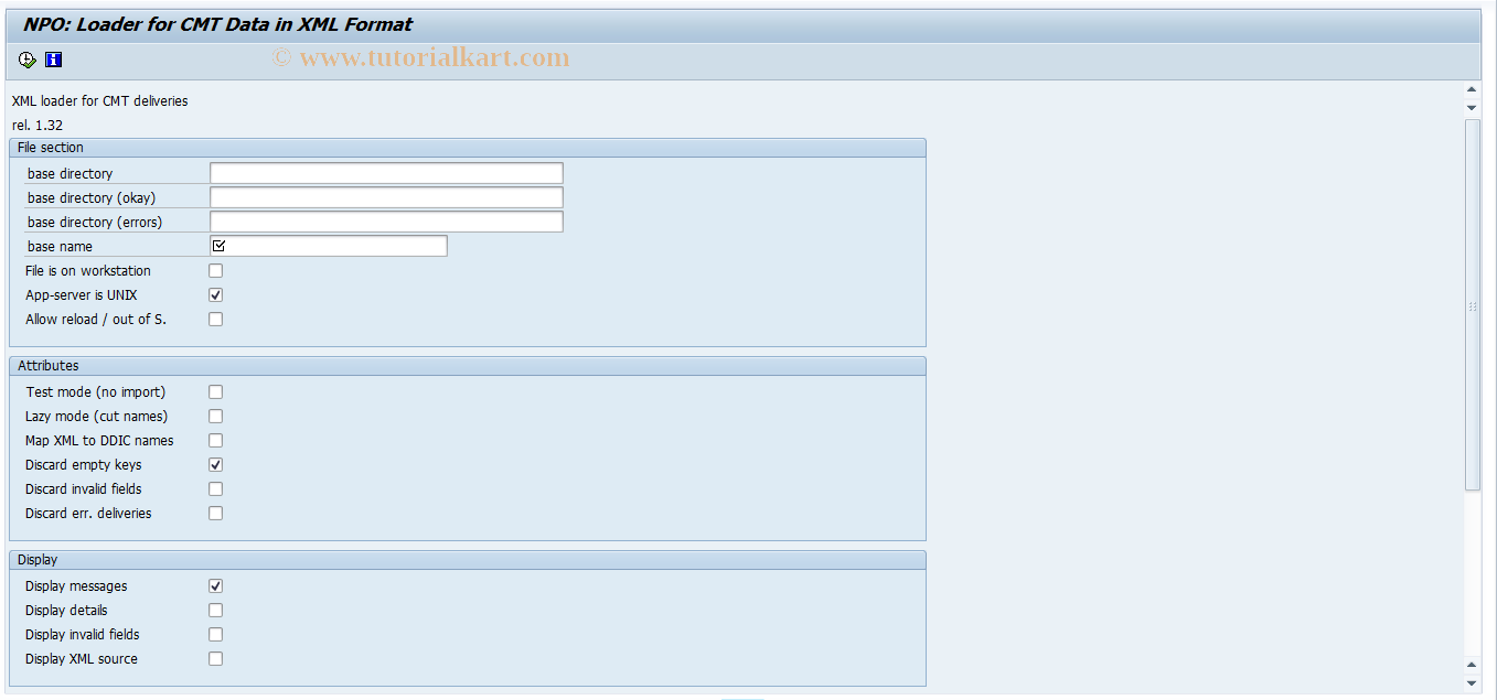 SAP TCode PC00_MUN_LOADER - NPO: Loader for CMT Data in XML Form