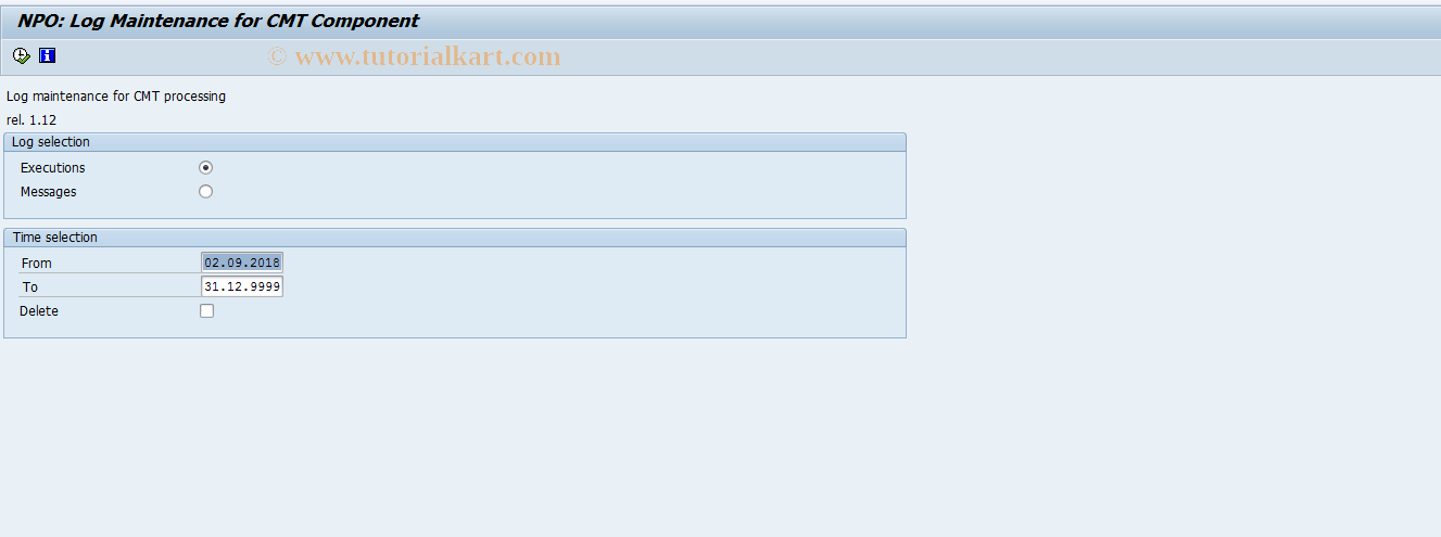 SAP TCode PC00_MUN_LOGMAINT - NPO: Log Maintenance for CMT Compone